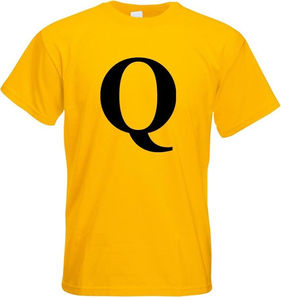 Kiwistar - T-Shirt - gelb - Buchstabe Q - Alphabet Motiv Bedruckt Funshirt Design Print - mit Motiv Bedruckt - Funshirt Design - Sport - Freizeit -...