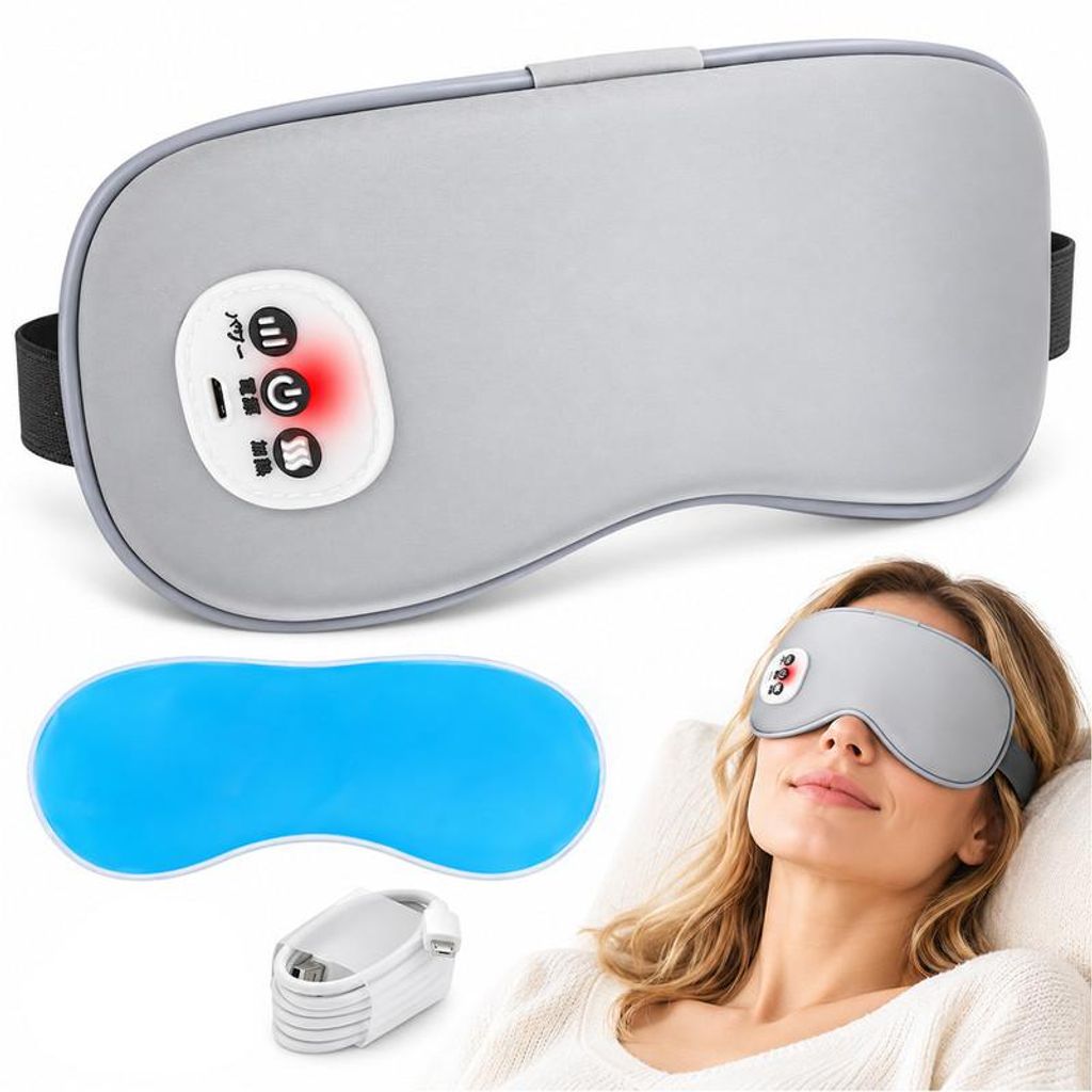 Augenmassagegerät kabellos, Augenmaske mit Wärme- und Produktbild 