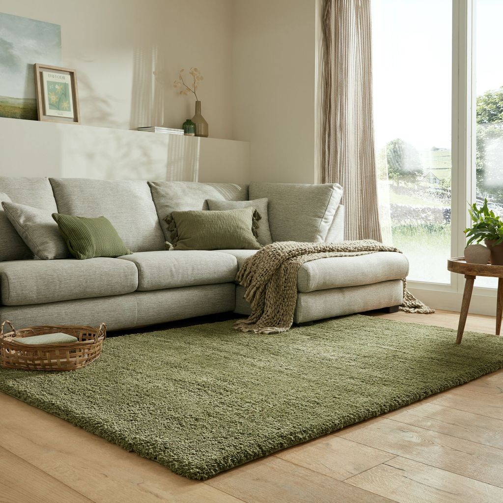 Strapazierfähiger & Kuscheliger Hochflor-Teppich "Lyne". Farbe: Grün, 120x170 cm | Kadima Design