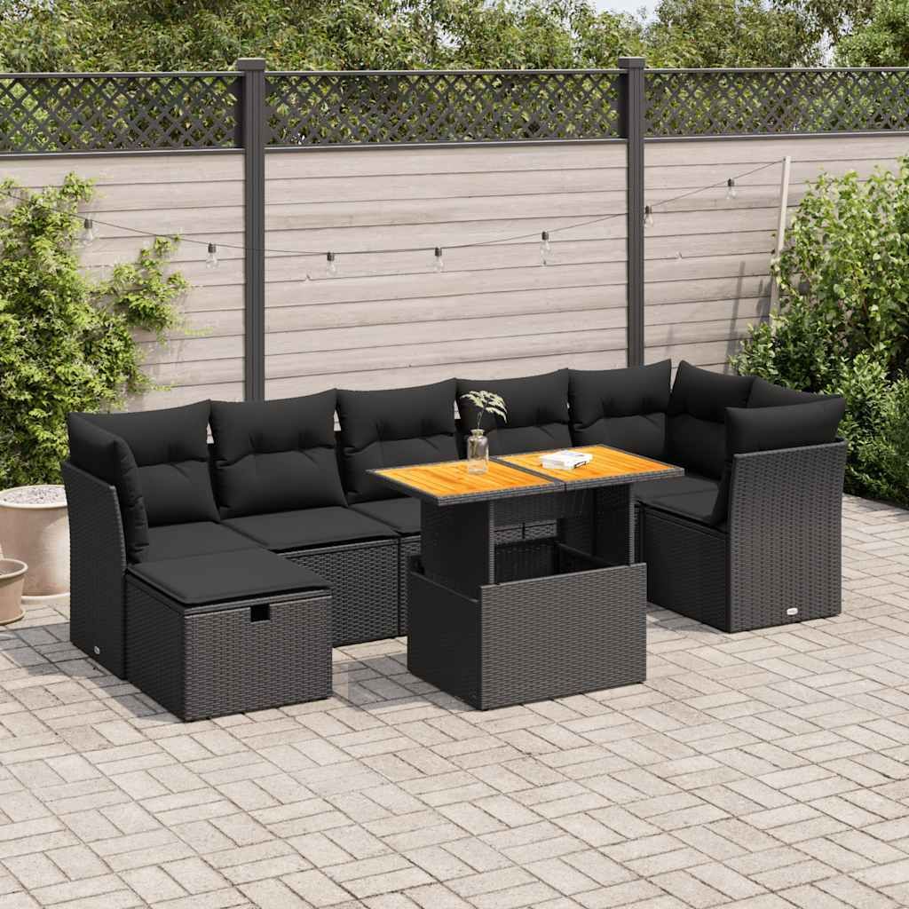 Maison Exclusive - 8-tlg. Garten-Sofagarnitur mit Kissen Schwarz Poly Rattan