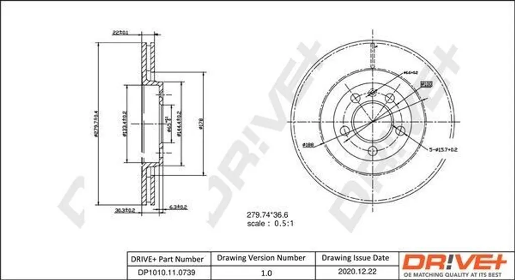 Disque de frein haute résistance pour Skoda Octavia I et Golf V 1K