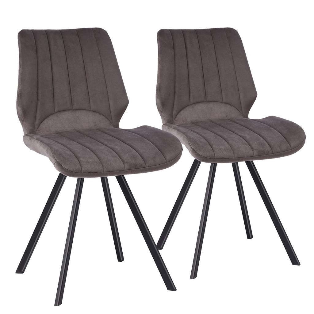 Esszimmerstühle Küchenstuhl Polsterstuhl Design Stuhl mit Rückenlehne, mit Sitzfläche aus Samt, Gestell aus Metall , Farbe:Dunkelgrau;Menge:2 St.