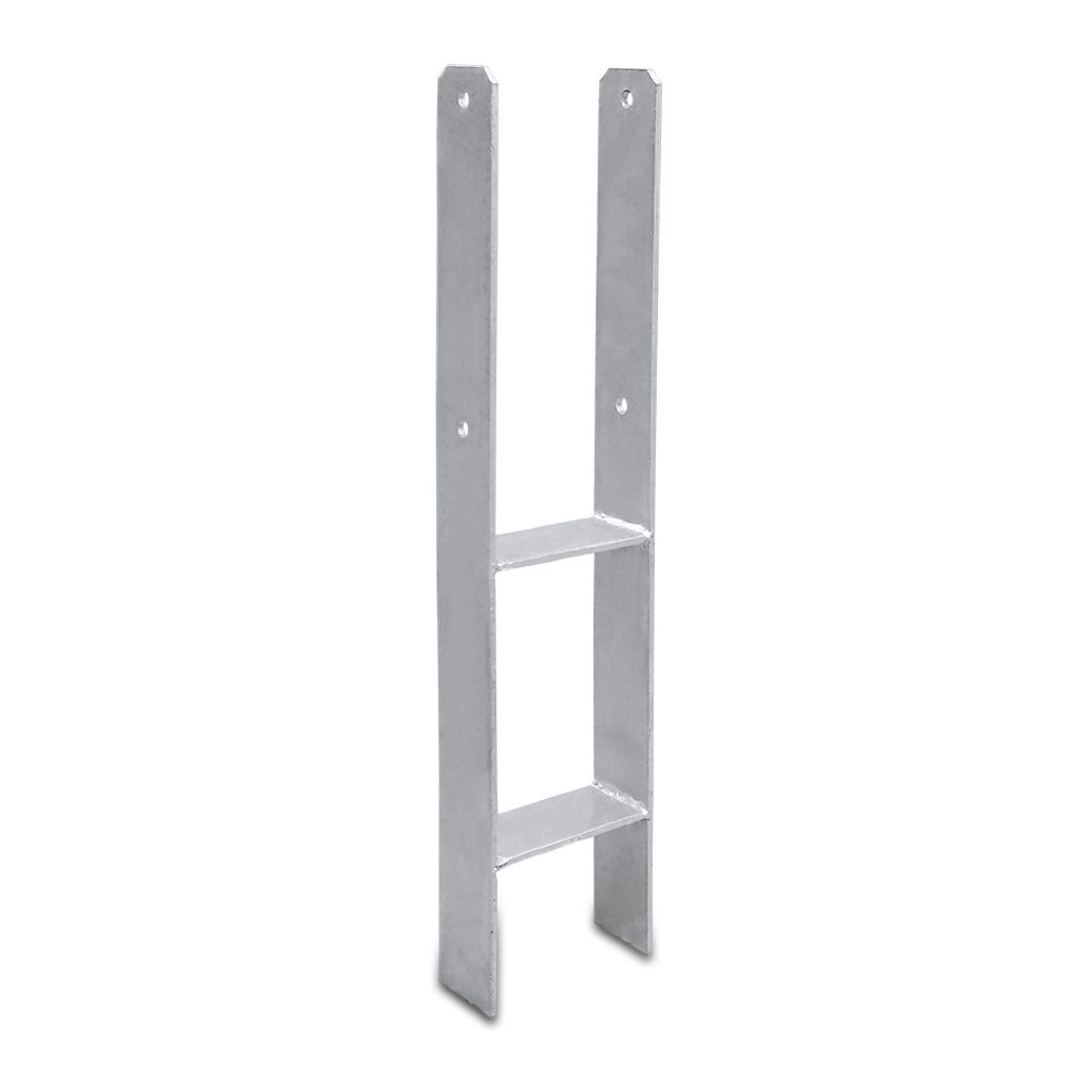 H-Pfostentraeger 101CM H-Anker Feuerverzinkt, Pfostenanker, Gesamthoehe: 600 mm, Materialstaerke: 5 mm, fuer Pfosten 10 x 10 cm, Carports, Stelzenh...
