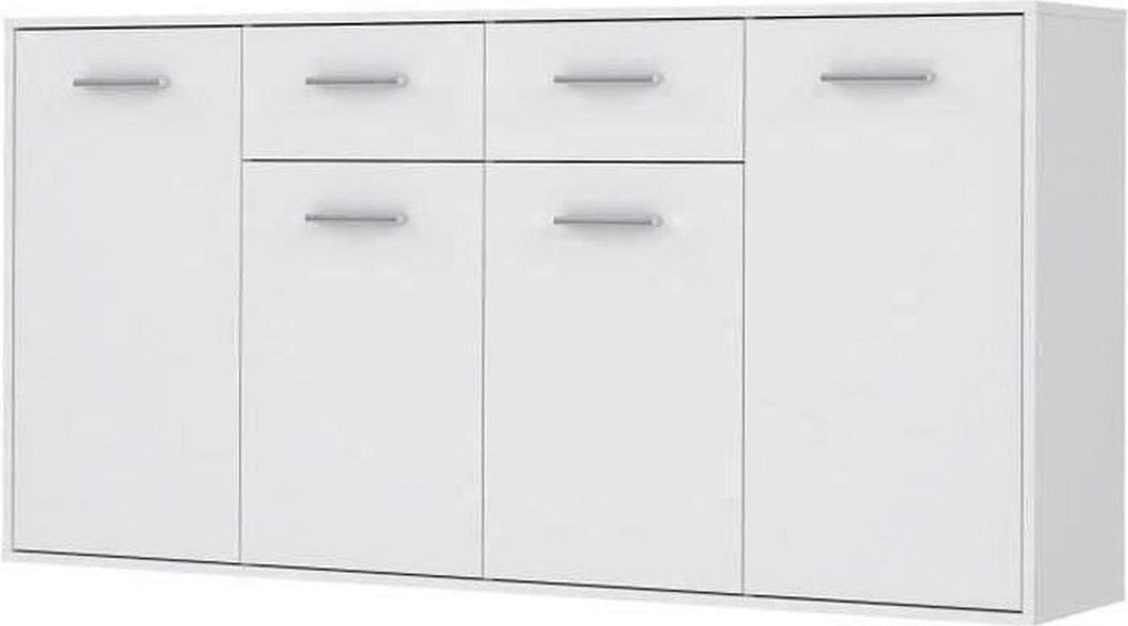 PILVI Low Buffet 4 portes 4 tiroirs - blanc mat - L 162,3 x Image du produit 