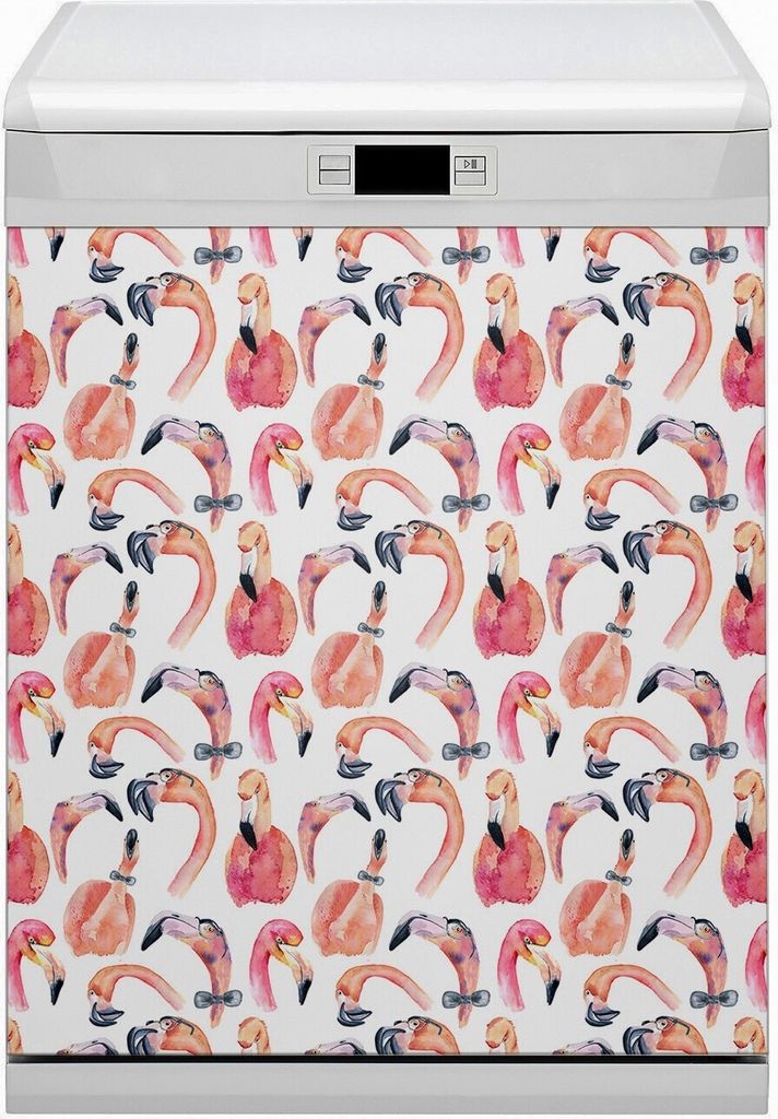 Magnete Dekorative Magnet Folie für Geschirrspüler 60x80 cm Küche - Verrückte Flamingos