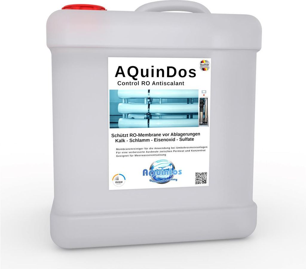 AQuinDos Control RO Antiscalant 20 Liter für RO Umkehrosmose-Anlagen Reiniger RO Membranen mit Zulassung nach Trinkwasser-Verordnung