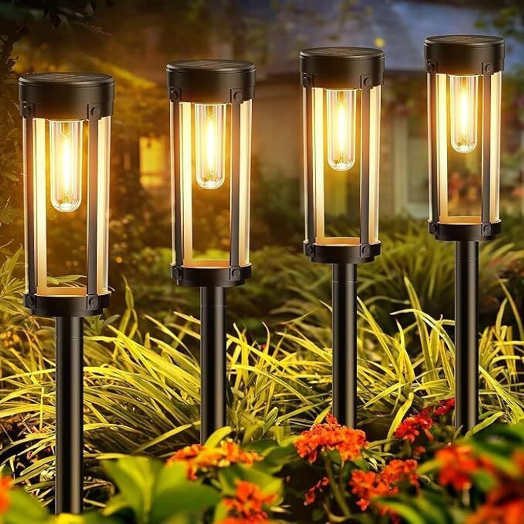 Verbesserte Solar-Gartenlichter, 6er-Pack mit warmweißem Produktbild 
