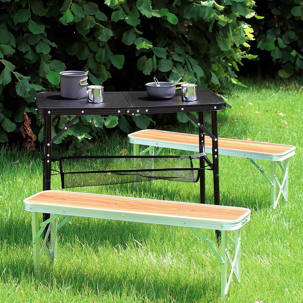Table de camping stable réglable en hauteur pour sol irrégulier 80cm
