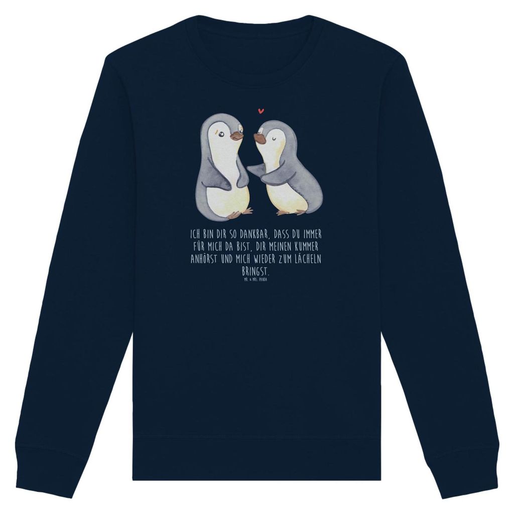 Mr. & Mrs. Panda Bio Baumwoll Pullover Pinguine trösten Größe S - French Navy - Geschenk, für Freundin, Pulli, Sweatshirt, Freund, Frauen, Orga...