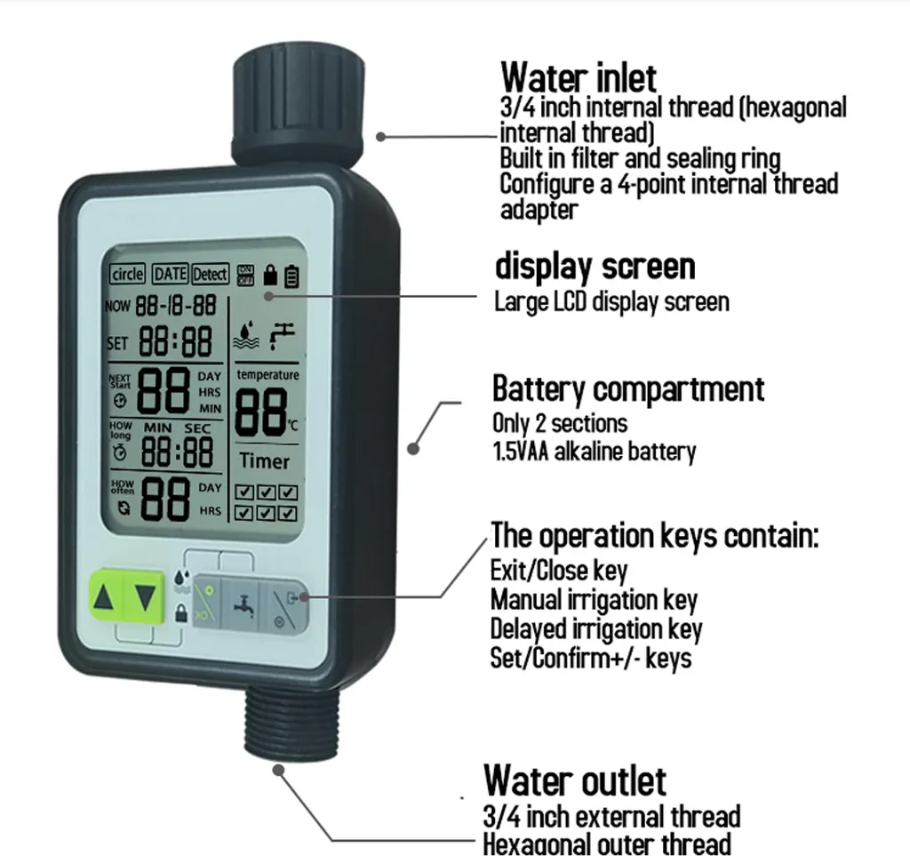 Contrôleur d'arrosage automatique de jardin avec écran LCD et 3 modes