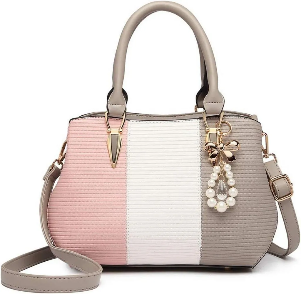 Sac à main chic gris multicolore moyen avec finitions anses Premium
