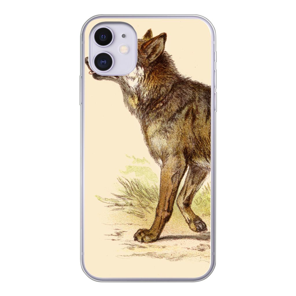 MuchoWow Handyhülle Schutzhülle Hülle für iPhone 11 Wolf - Raubtier - Pflanzen Silikon Softcase Handy Hülle - Handytasche