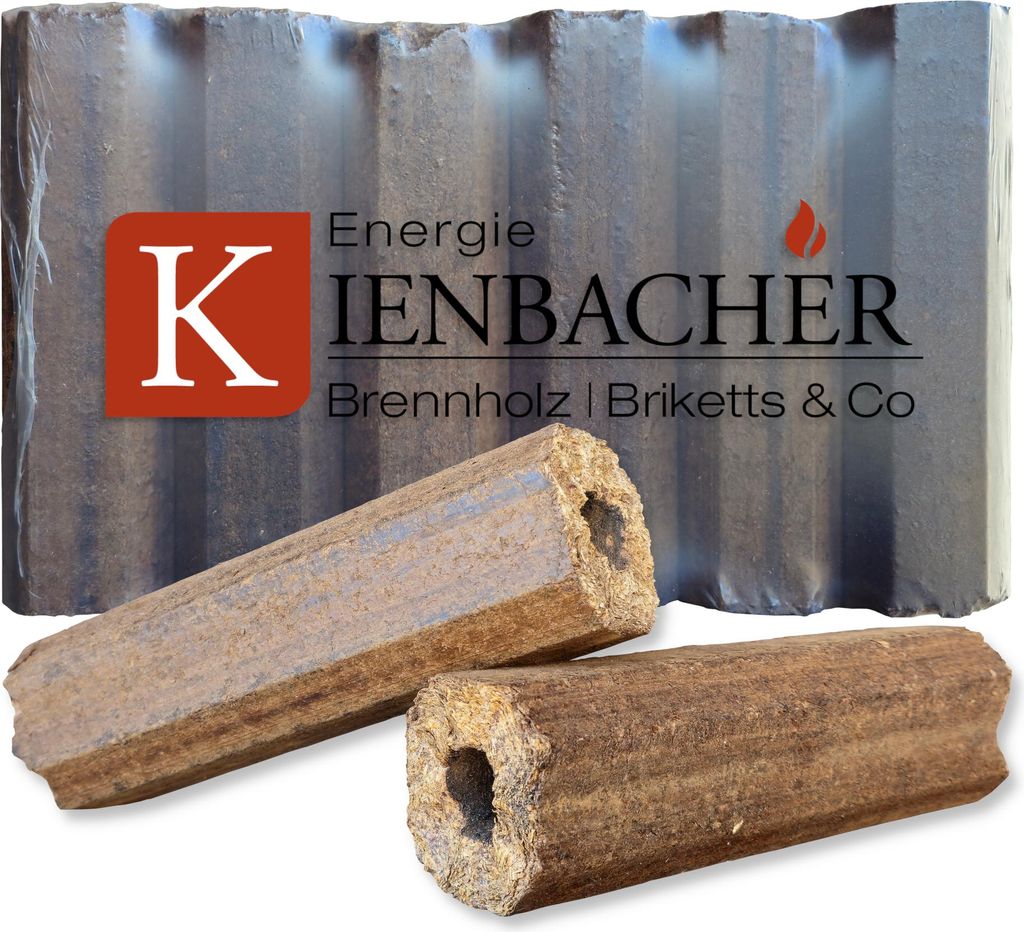 120 kg PiniKay Briketts Hartholzbriketts aus Buche & Eiche | 12 x 10 kg Holzbrikett im Paket | Energie Kienbacher