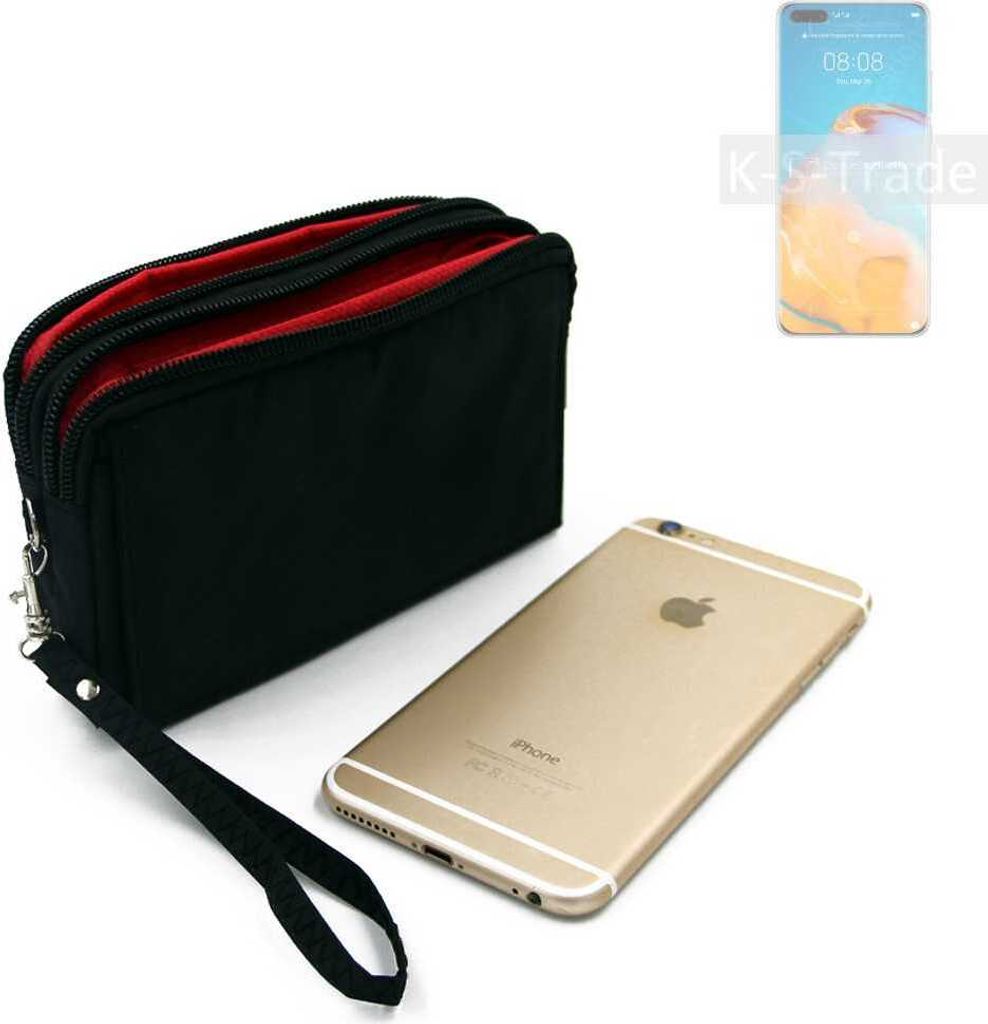 K-S-Trade Schutz Hülle Handy Hülle kompatibel mit Huawei P40 Pro+ Gürteltasche Travelbag Handytasche mit Zusatzfächern, schwarz
