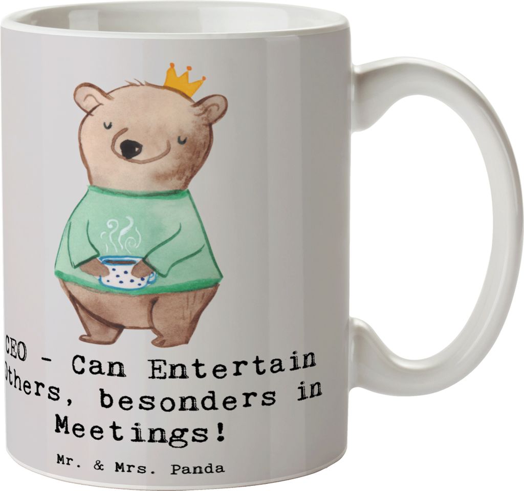 Mr. & Mrs. Panda Tasse CEO Unterhaltungskünstler - Grau Pastell - Geschenk, Pott, Geschäftsstrategie, Teetasse, Führungskraft, Becher, Chief Exe...