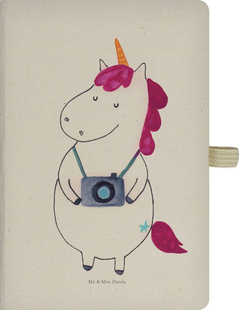 Mr. & Mrs. Panda Skizzenbuch Einhorn Fotograf - Transparent - Geschenk, notizbuch, Adressbuch, Unicorn, A5 Kariert, Tagebuch, Kamera, Reise, Journa...