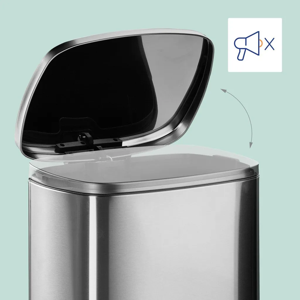 Fini les bruits de couvercle avec cette poubelle inox 50L Soft-Close