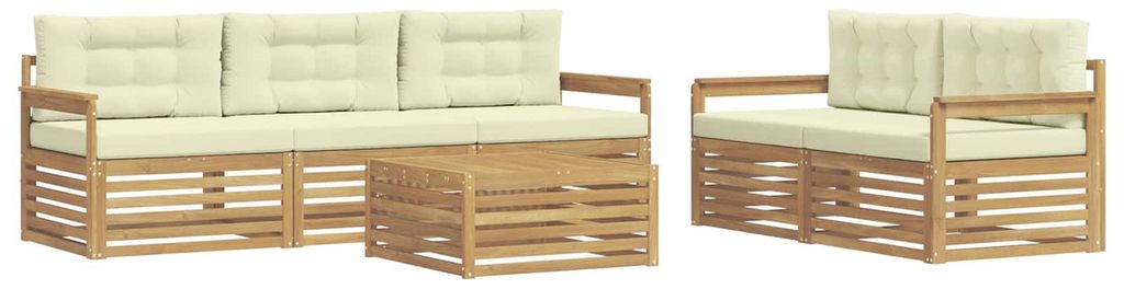 vidaXL Outdoor-Sofagarnitur 6 pcs Weiß und Creme