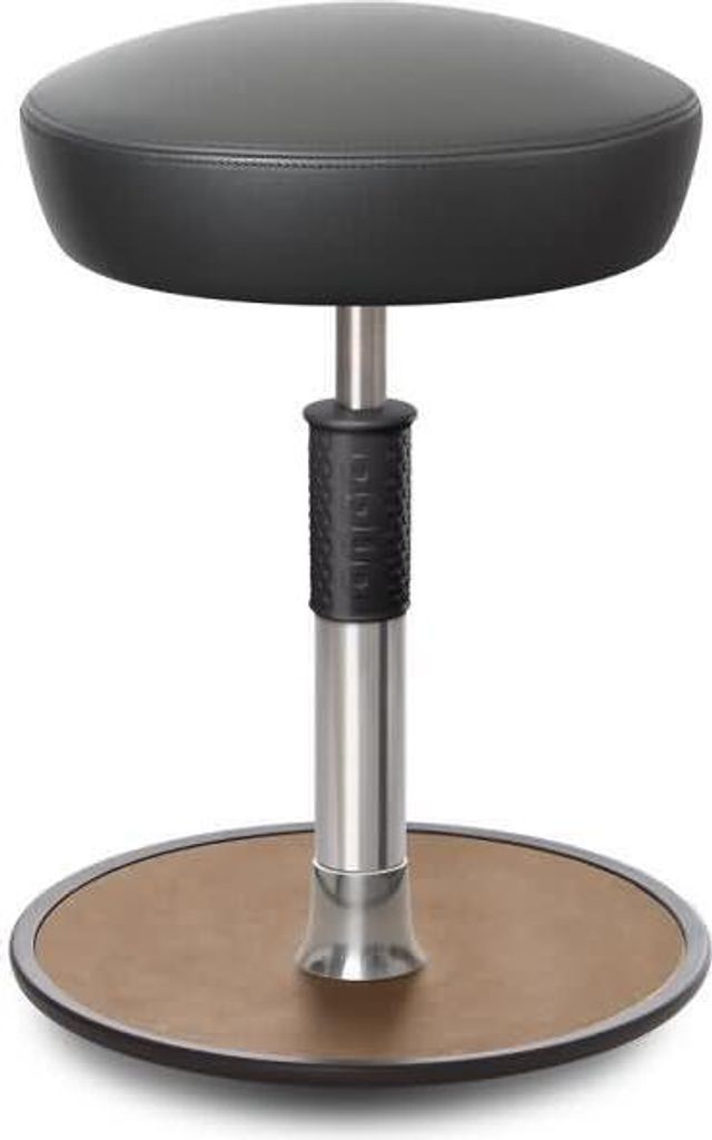 Sitz- Stehhocker Free Regular Hutsitz Boxmark Leder Grau chrom /Natur.