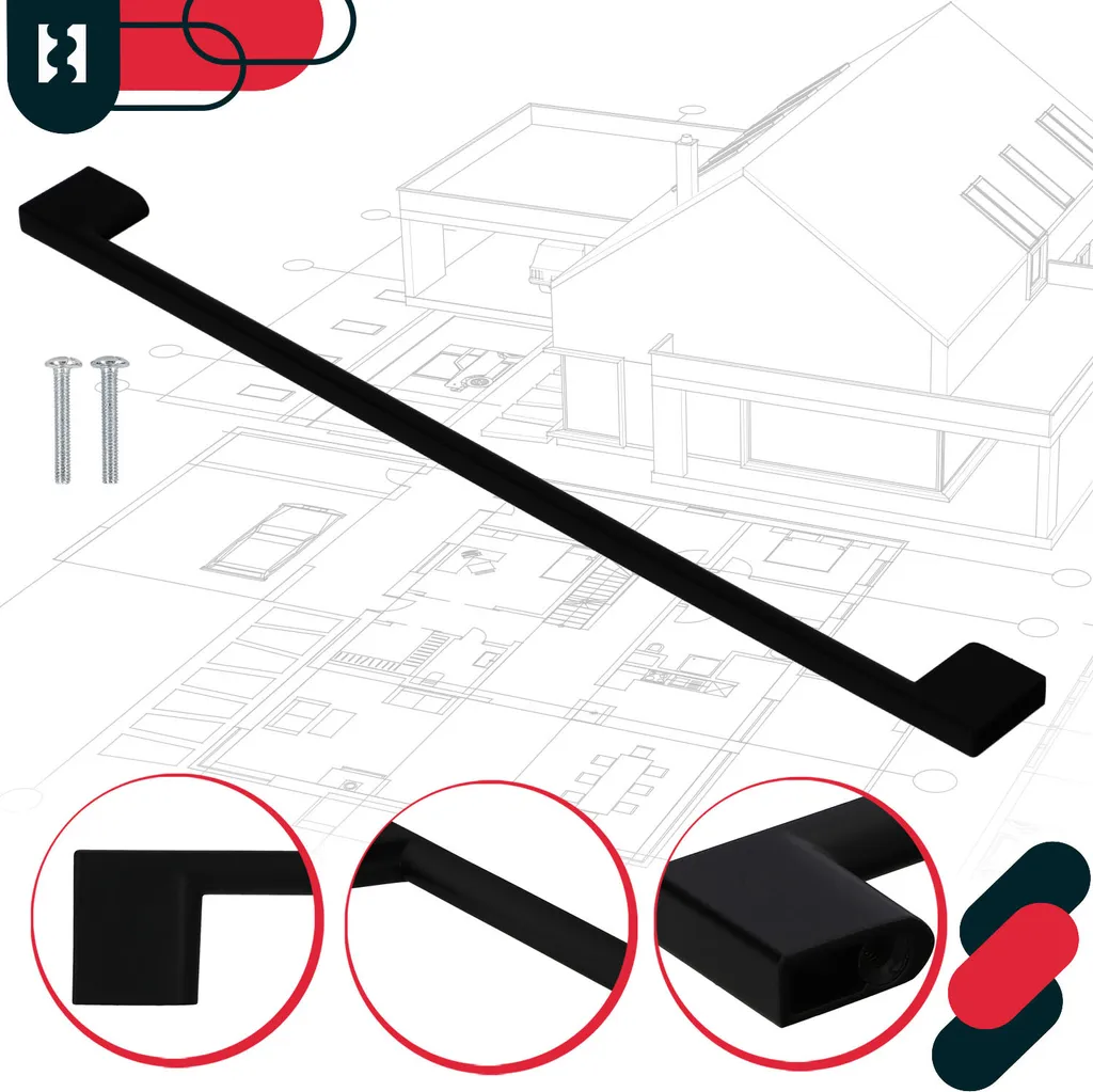 KOTARBAU® Set di 6 maniglie per mobili nero 358 mm maniglie per mobili ZnAl maniglie per mobili maniglie per armadi da cucina maniglie per cassetti maniglie per mobili maniglie per armadi da cucina maniglie per ante di mobili maniglia per barre di mobili - 5