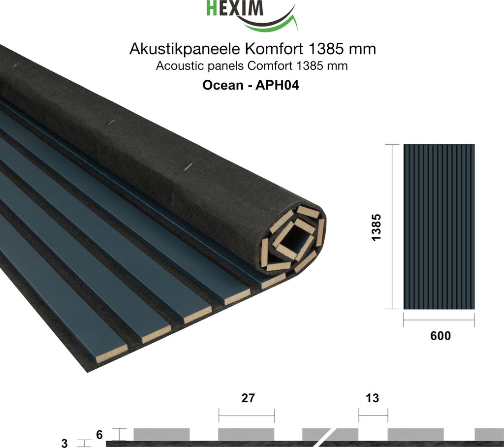 HEXIM Akustikpaneele 6er Set 4,98m² - Schalldämmung Wandverkleidung Chicago Concrete