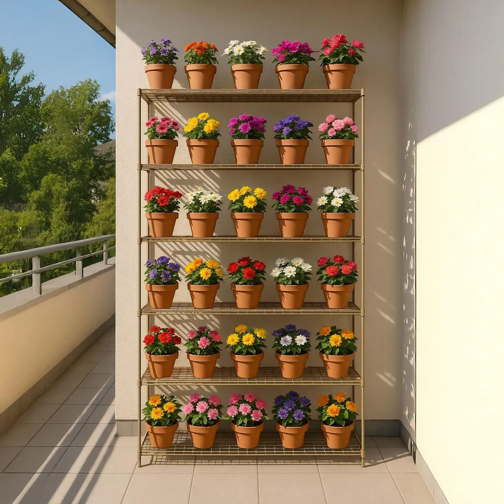 Support pour plantes à 6 étagères en métal noir - Usage intérieur extérieur