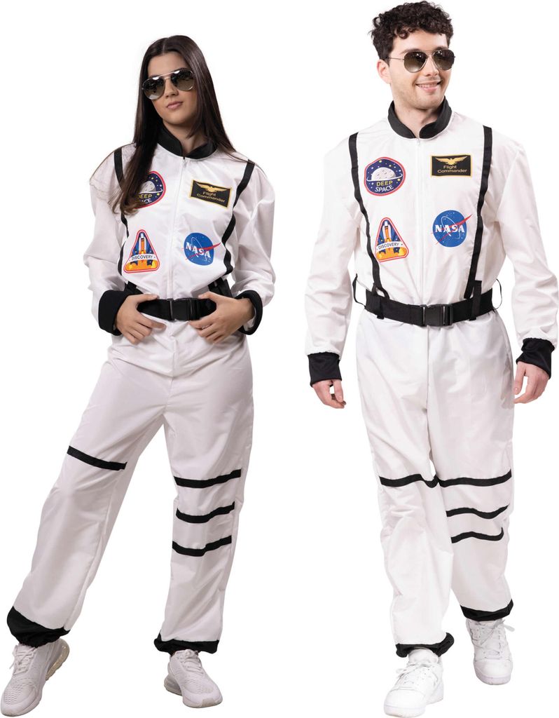 Astronaut Raumfahrer Weltraum Space Women Man weiß Karneval Herren Uni Kostüm XL