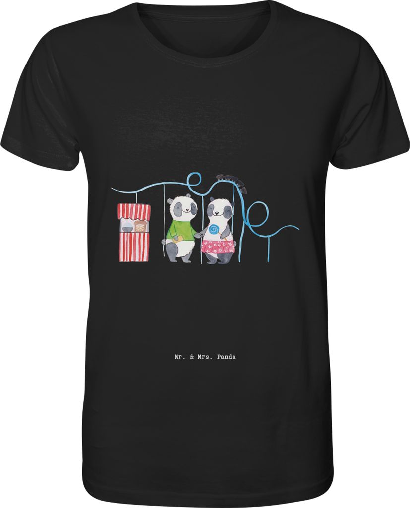 Mr. & Mrs. Panda Tshirt Pandas Freizeitpark besuchen Größe S - Schwarz - Geschenk, T-Shirt Herren, Print-T-Shirt, Oberteil, Achterbahn fahren, shirt