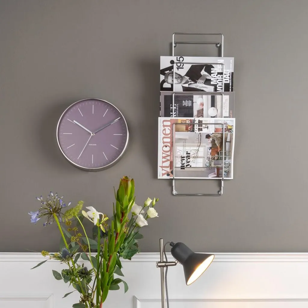 Étagère à magazines WIRE chromé Present Time 19x60 cm pour salon
