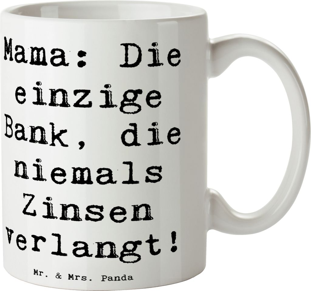 Mr. & Mrs. Panda Kaffeetasse Spruch Mutter Bank - Weiß - Geschenk, Pott, cappuccinotasse, Mutterliebe, Weihnachten, Geschenke, Geschenktasse, Mutt...