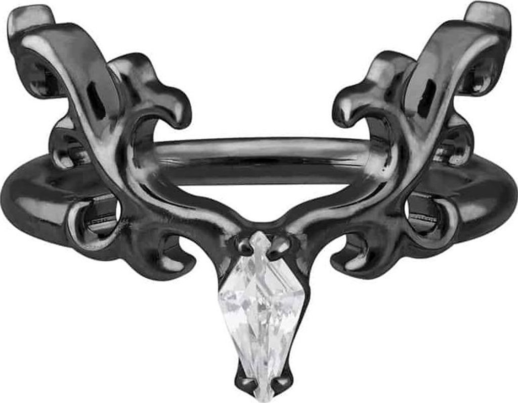 Ohrpiercing, Nasenpiercing, Septum Piercing Chirurgenstahl Segmentring Clicker HIRSCHKOPF Schwarz Innendurchmesser: 8 mm