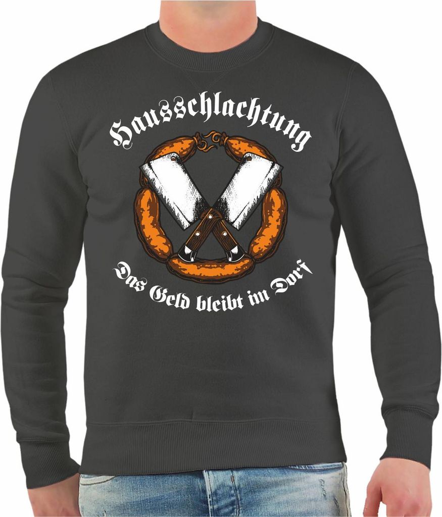 Herren Sweatshirt Hausschlachtung Das Geld bleibt im Dorf