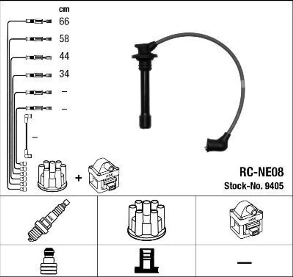 NGK 9405 Kit Cavi Accensione OE 2244053Y11 per Nissan Primera Almera