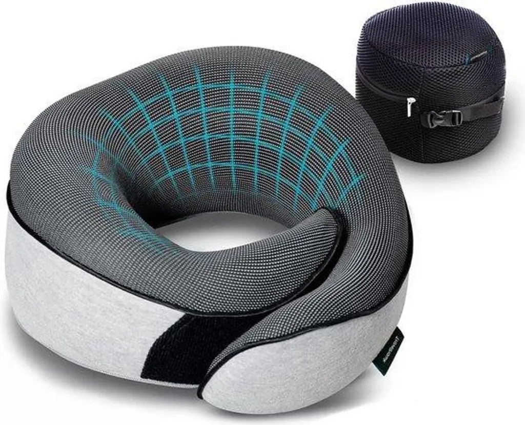 Oreiller de voyage idéal pour dormir en avion avec bouchons et masque noir