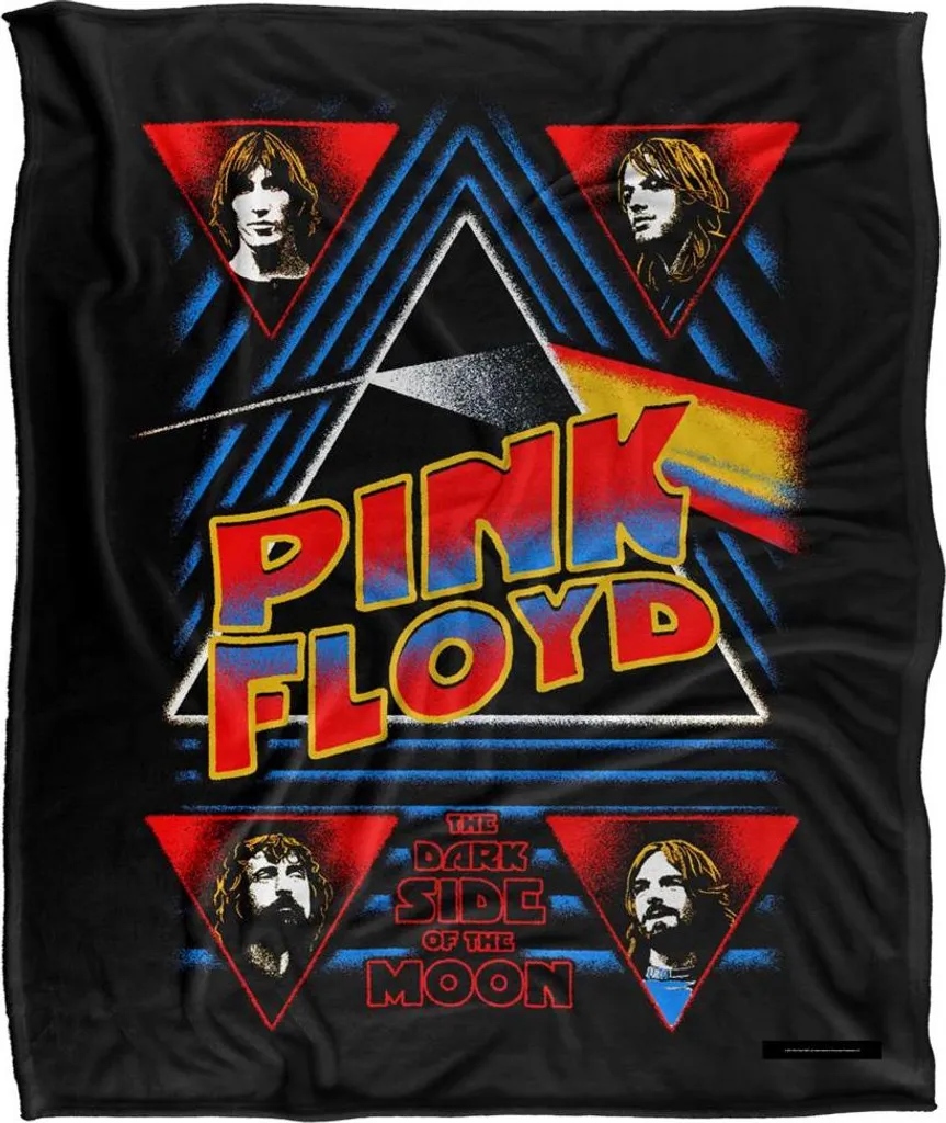 Plaid Pink Floyd Dark Side of the Moon Noir Multicolore en Molleton Doux