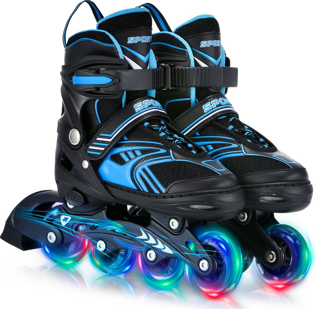 Inliner, Rollschuhe Inline Roller Skates mit 4 Größen Verstellbar, LED Rädern, Inlineskates für Kinder Erwachsene Jungen Mädchen (M:35-38)