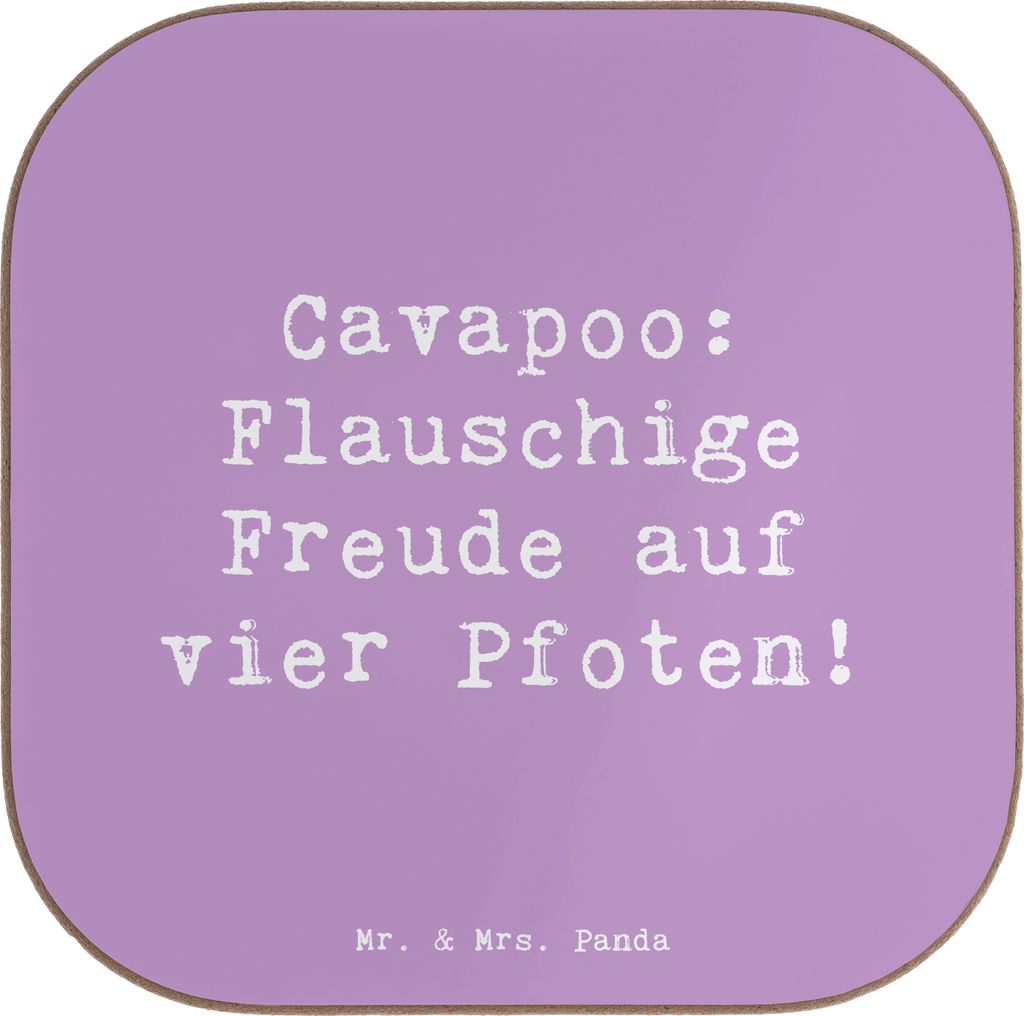 Mr. & Mrs. Panda Untersetzer Spruch Cavapoo Flauschigkeit - Lavendeltraum - Geschenk, Glas, Hunderassen Eigenschaften, Gläser, vier Pfoten, beding...
