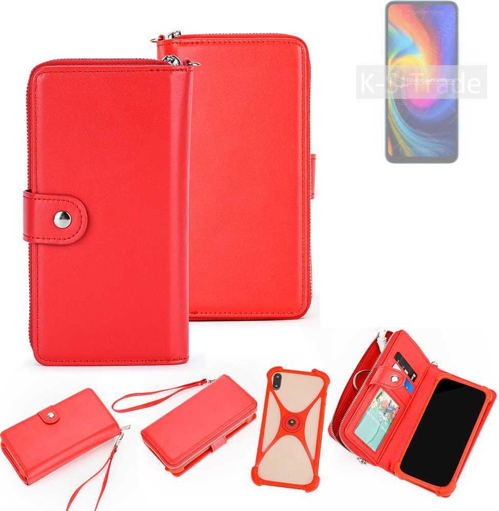 K-S-Trade 2in1 Schutzhülle Portemonnee Handyhülle mit Bumper kompatibel mit UMIDIGI F3 Hülle Case Etui Geldbörse Smartphone rot (1x)