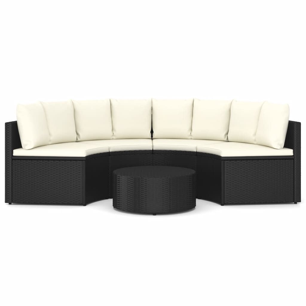 "2026 Aktion" 5-tlg. Garten-Sofagarnitur - CLORIS - Balkonmöbel/Sitzgruppe mit Sofa - mit Auflagen Poly Rattan Schwarz DEMöbel 1432128