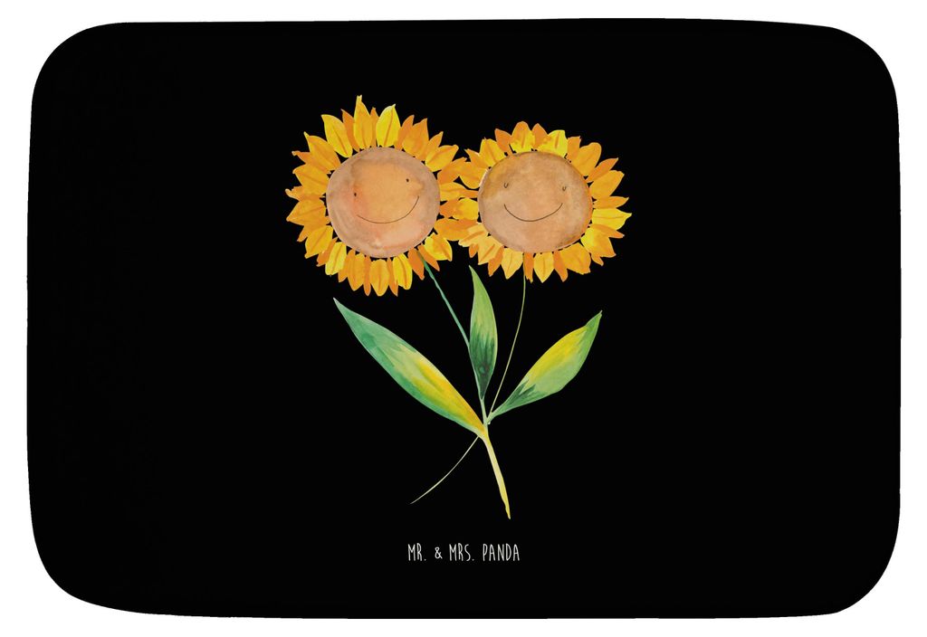 Mr. & Mrs. Panda bad läufer Blume Sonnenblume - Schwarz - Geschenk, Zusammen, duschmatte, Blumen, Badvorleger, Freundin, Lieblingsmensch, Badteppi...