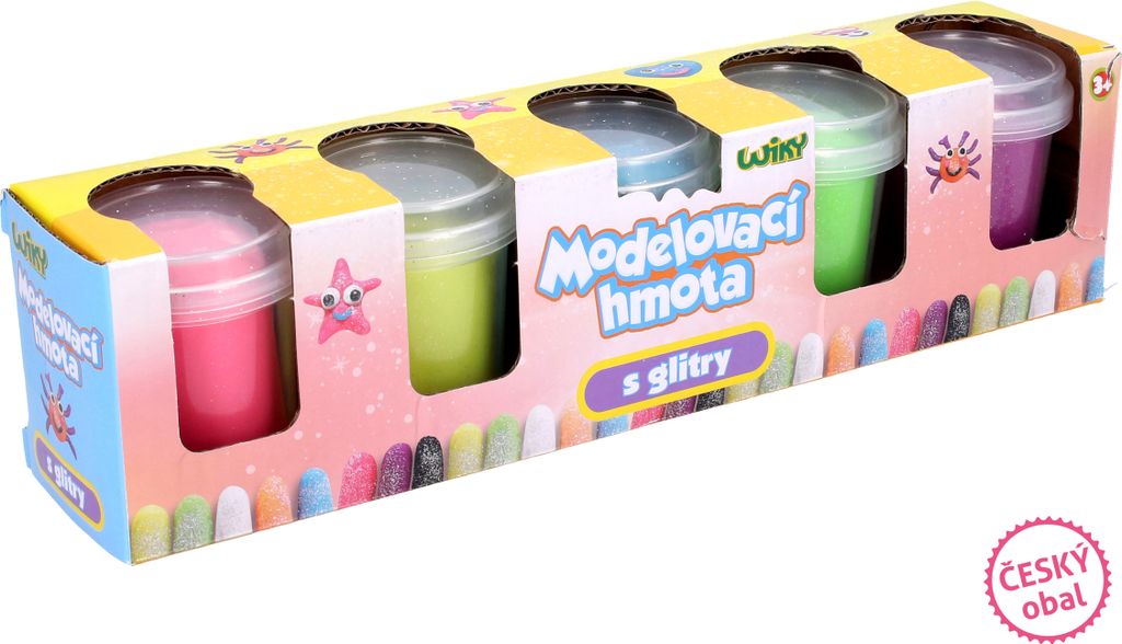 Modelliermasse mit Glitzer, 5 x 56 g – Tschechische Verpackung