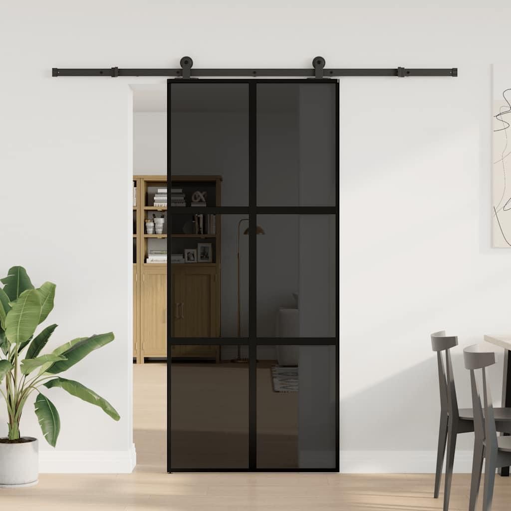 vidaXL Posuvné dvere s kovaním 90x205 cm tvrdené sklo a Obrázok produktu 