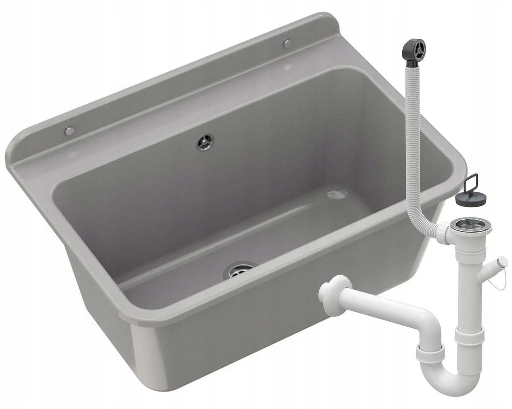 Granitan - Waschbecken - Ausgussbecken - 61x41x30 cm - Grau Produktbild 