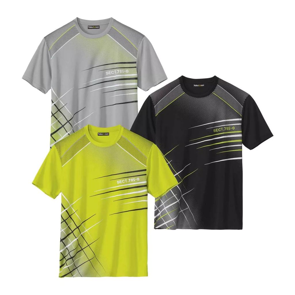 Atlas For Men - T-Shirt für Herren - Aktiv(3er-Pack) AF1039 (XXL) (Grau/Schwarz/Grün)