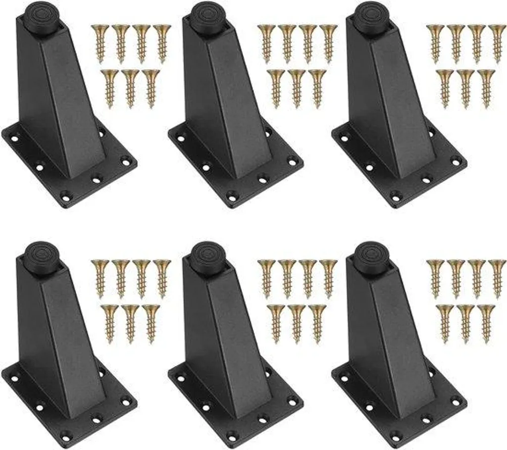 Pieds de lit et canapé réglables 92 mm noirs en métal pour sol irrégulier