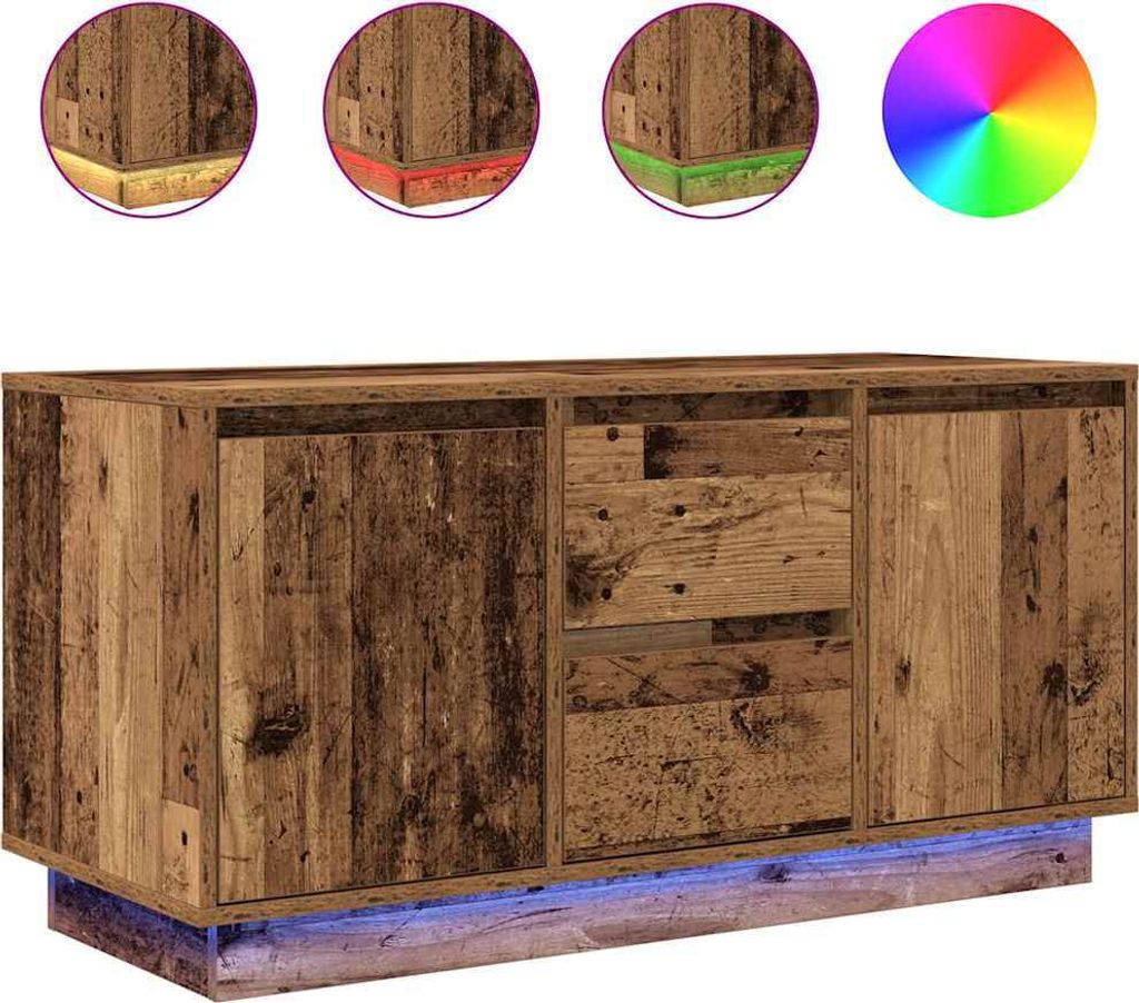 vidaXL TV-Schrank mit LED-Leuchten Altholz-Optik 100x41x50 cm