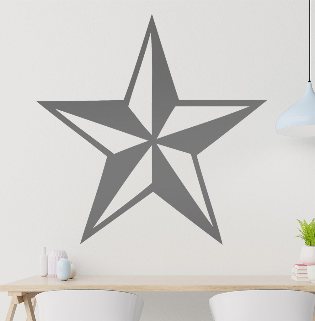 nautischer Stern Wandtattoo in 6 Größen - Wandaufkleber Wall Sticker - Dekoration, Küche, Wohnzimmer, Schlafzimmer, Badezimmer