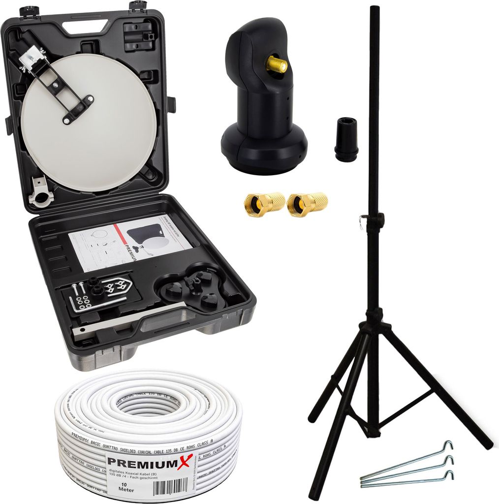 PremiumX Camping Satelliten Koffer Mobil Single LNB Kabel Produktbild 