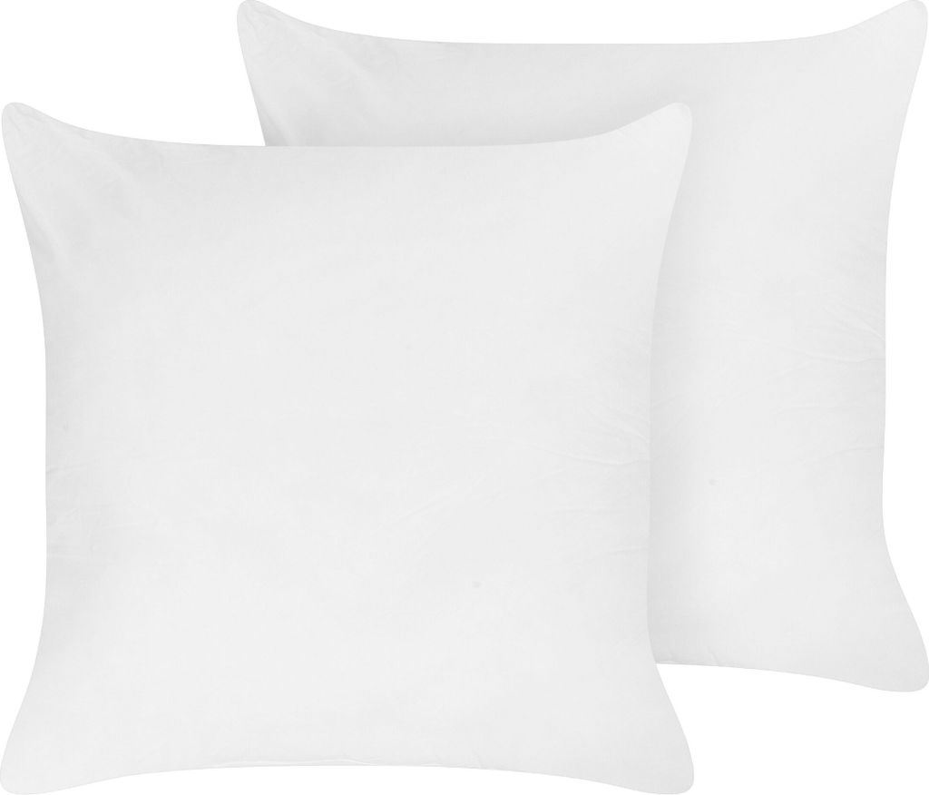 BELIANI Kopfkissen im 2er Set Weiß Lyocell-Bezug 80 x 80 cm Hoch mit Polyester-Füllung Quadratisch Weich Bettkissen für Allergiker Geeignet Schl...