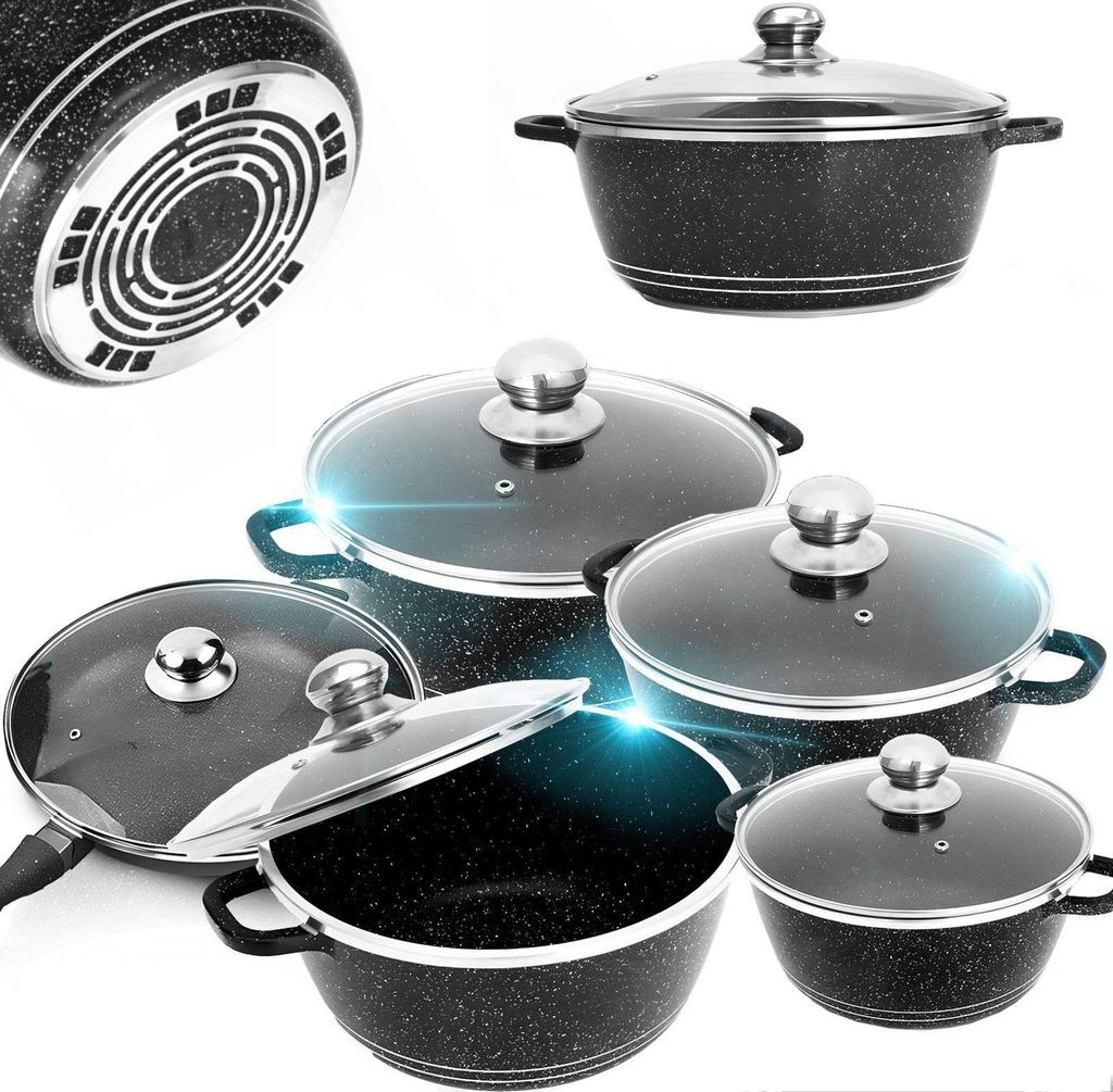 Zestaw garnków patelnia z powłoką ceramiczną pokrywkami - Zdjęcie produktu 